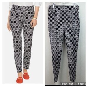 NWT Talbots Chatham slim leg ankle pants black & white batik medallion print